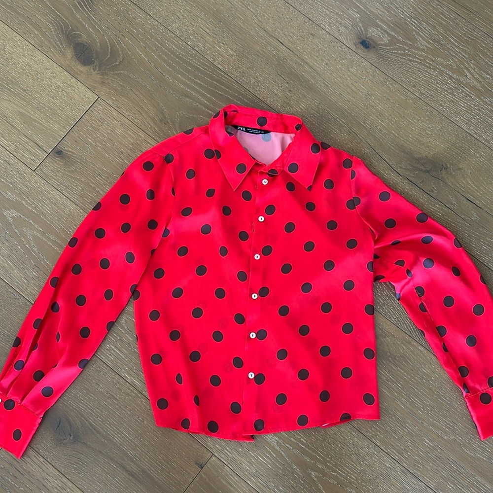 Zara Red polka dot blouse